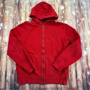 Polo Ralph Lauren Red  Full Zip Hoodie Size Medium.